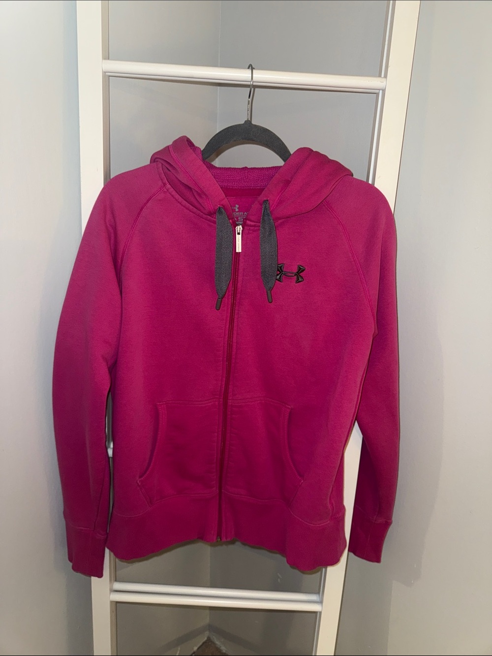 Under Armour Women’s Fuchsia Full-Zip Hoodie with Grey Accents